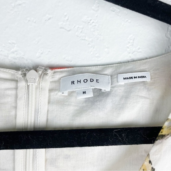 Rhode Piper Safari Animal Print Cotton V-Neck Mini Dress White Medium Casual - Picture 8 of 8